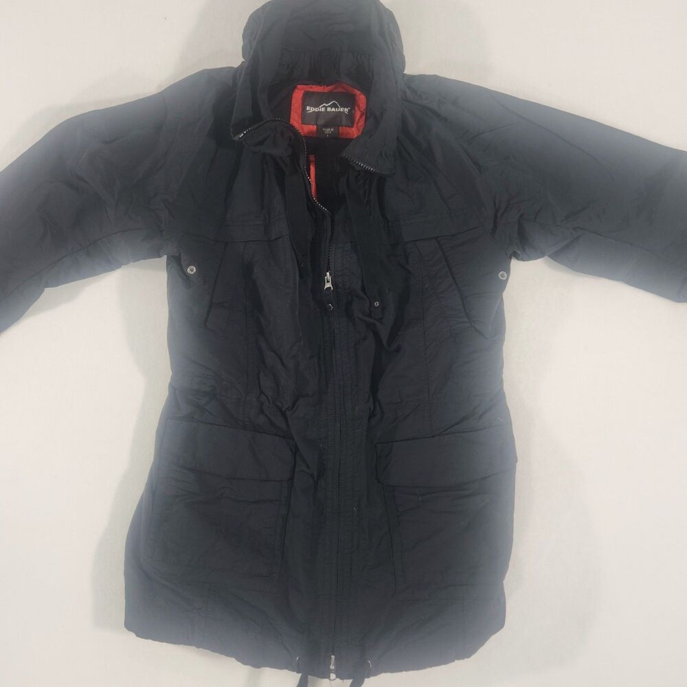 Eddie Bauer Mens Large Jacket Parka Weather Edge Waterproof Black Hooded